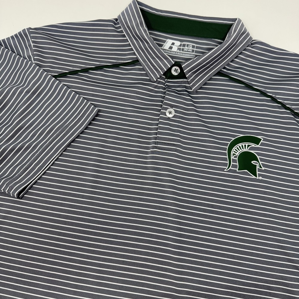 Michigan State Spartans Shirt Mens Large NCAA Basketball‎ Russell Poly Striped - Picture 2 of 10